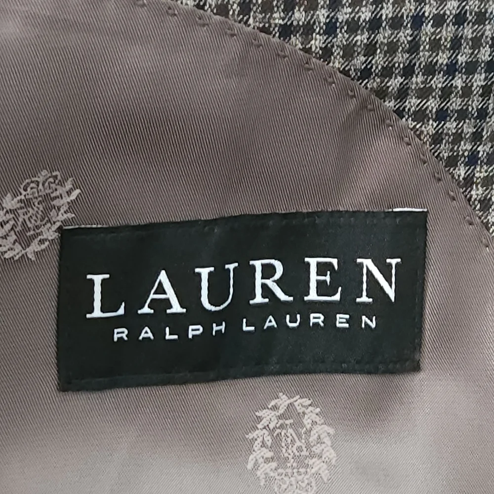 Lauren Ralph Lauren 46R Brown Houndstooth Sport Coat‎ Blazer Jacket Mens